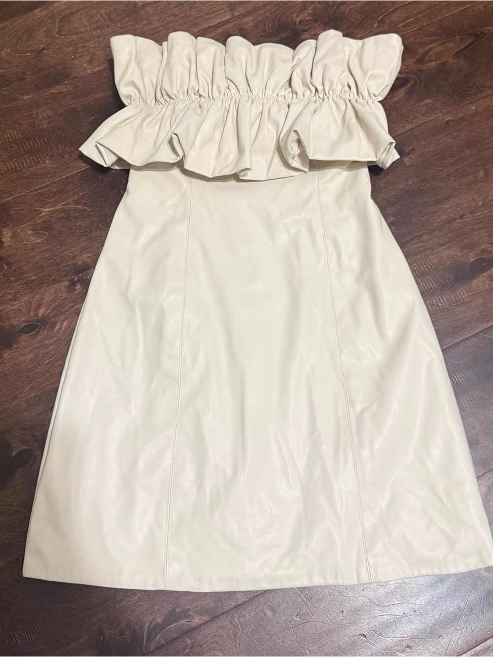 DO+BE Strapless Ruffle Dress in Ivory
